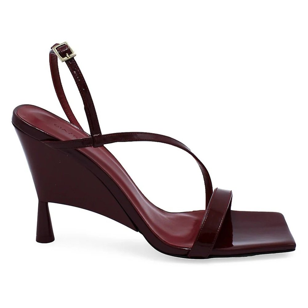 Gia Borghini  38.5 Gia x RHW Rosie 5 Patent Leather Slingback Wedge Sandals